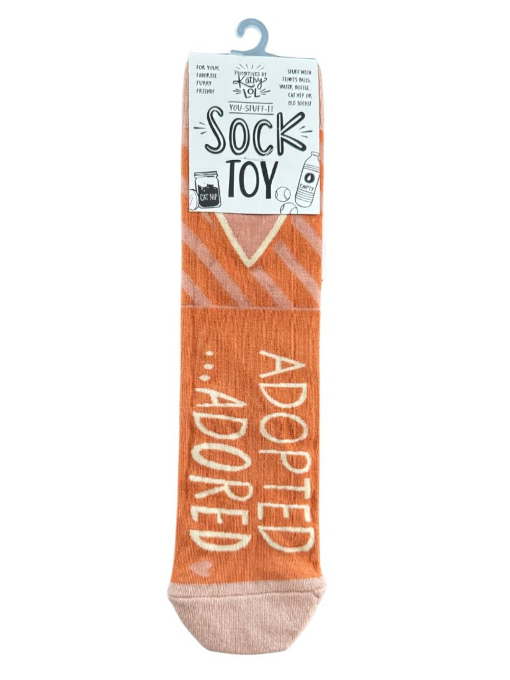 Adopted & Adored Dog Sock Toy Orange Striped Pet Primitives by Kathy NEW